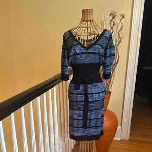 Karen Miller blue black sweater dress